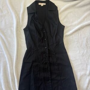 Monteau Black Collared Sleeveless Dress